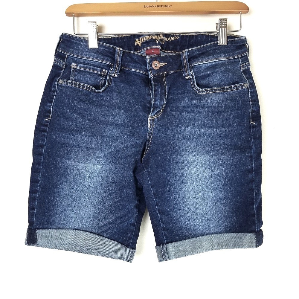 Arizona Jean Co Denim Bermuda Shorts Dark Wash Juniors Size 9 Casual